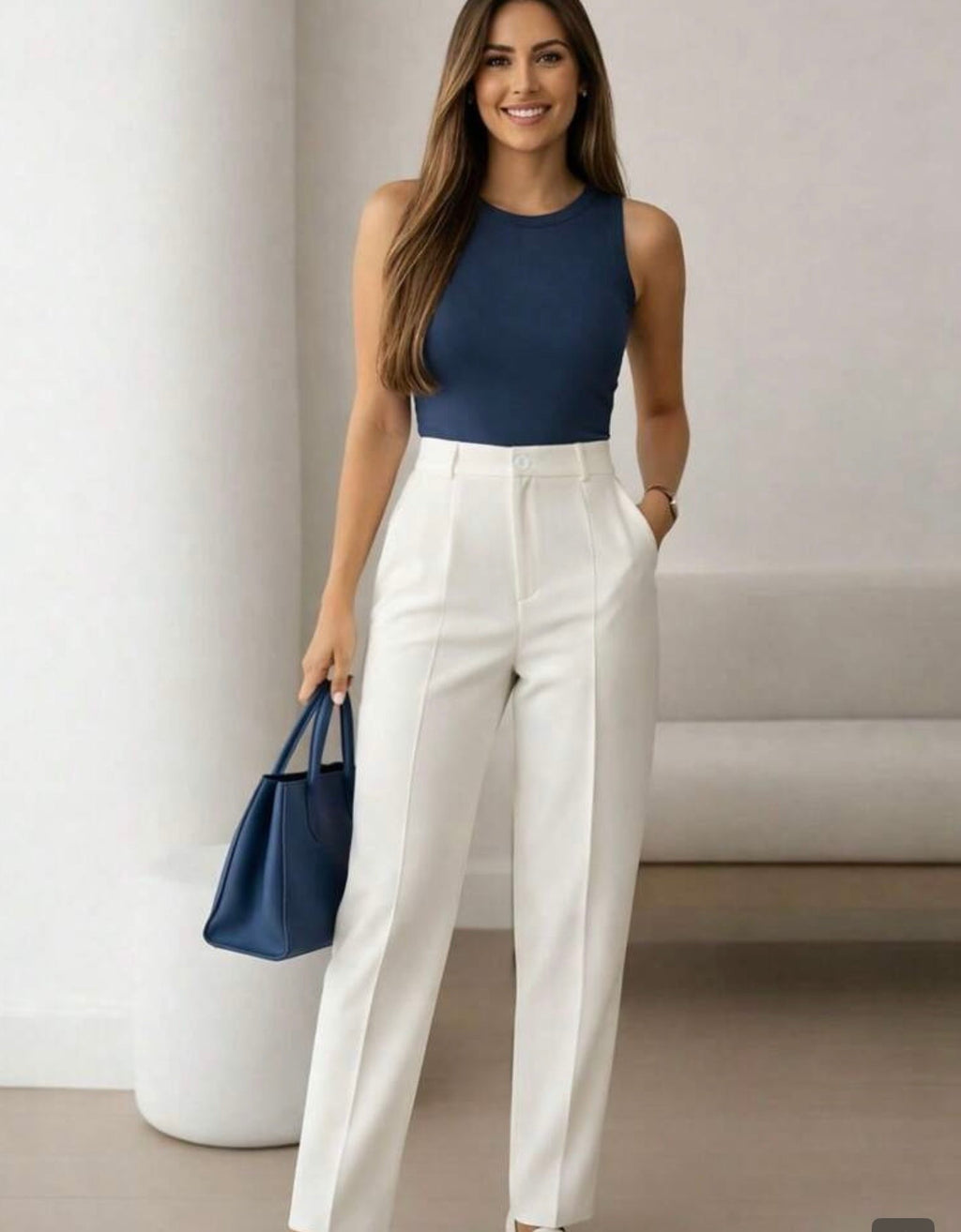 🤍 Pantalón Ejecutivo Elegance White 🤍 Dany luxe ✨