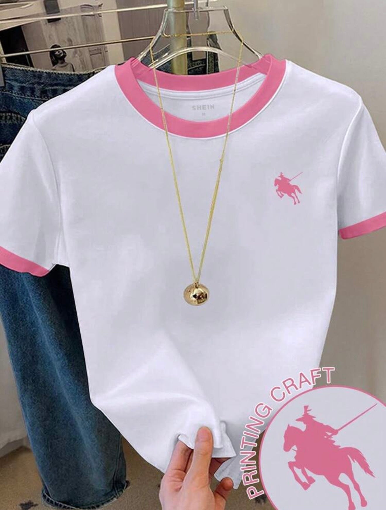 💖 Camiseta Casual Rosa & Blanca – Estilo Deportivo Chic 💖 Dany luxe ✨
