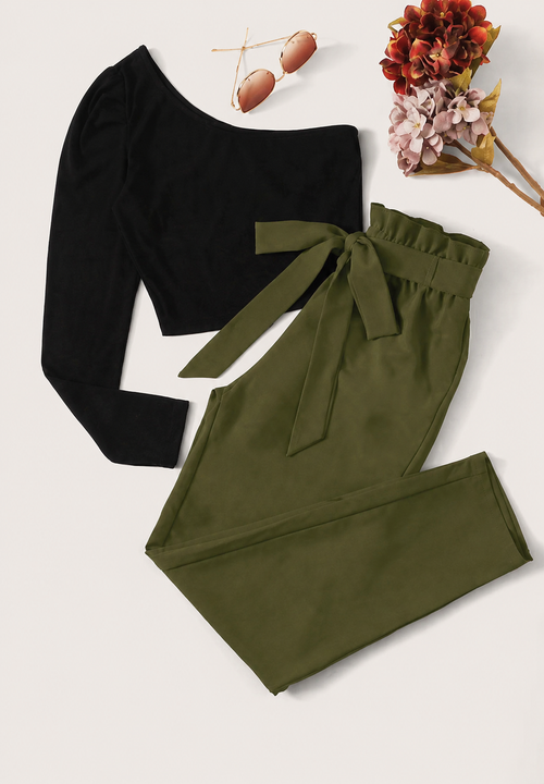 Conjunto Elegante de Dos Piezas ✨🖤💚