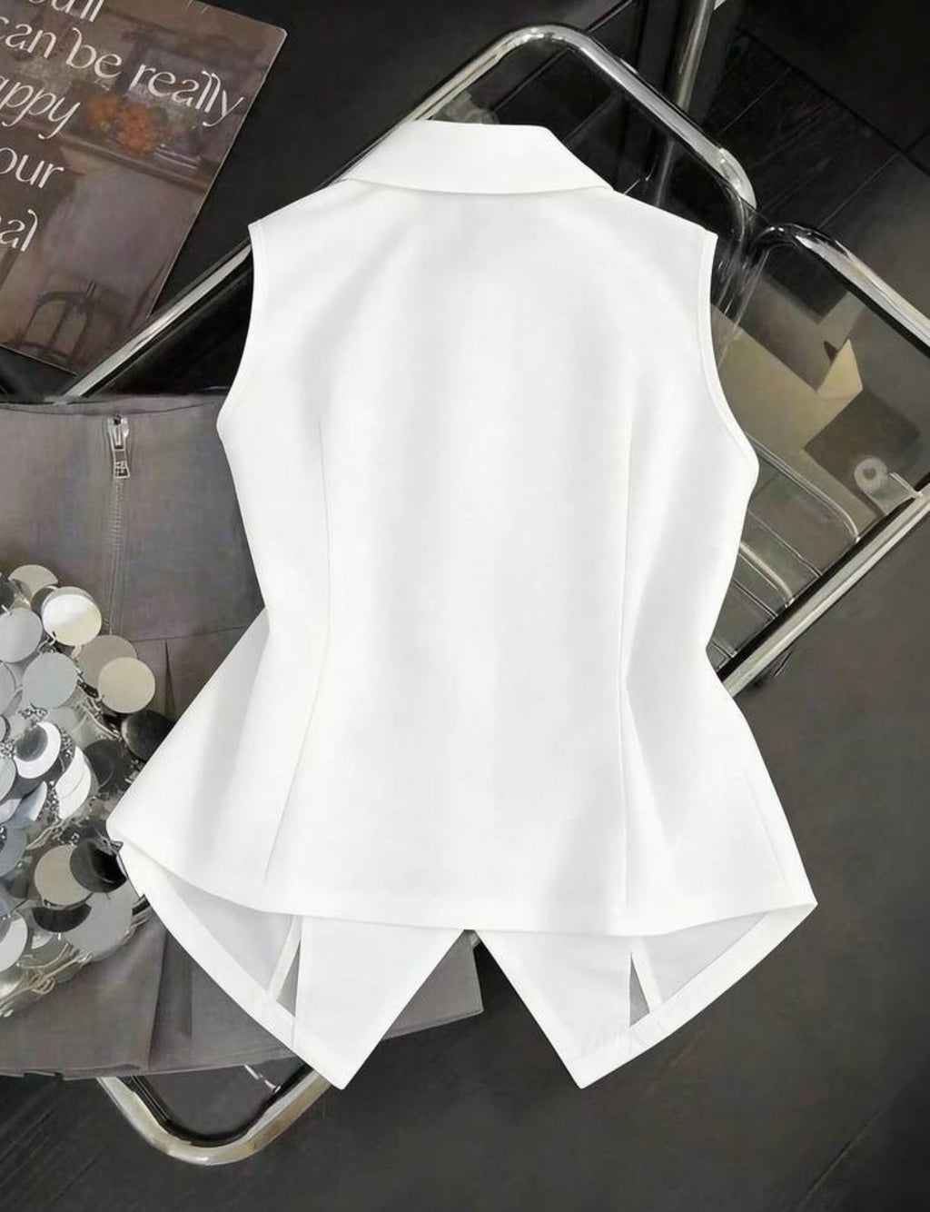 🤍 Blusa Chaleco Elegance White 🤍 Dany luxe