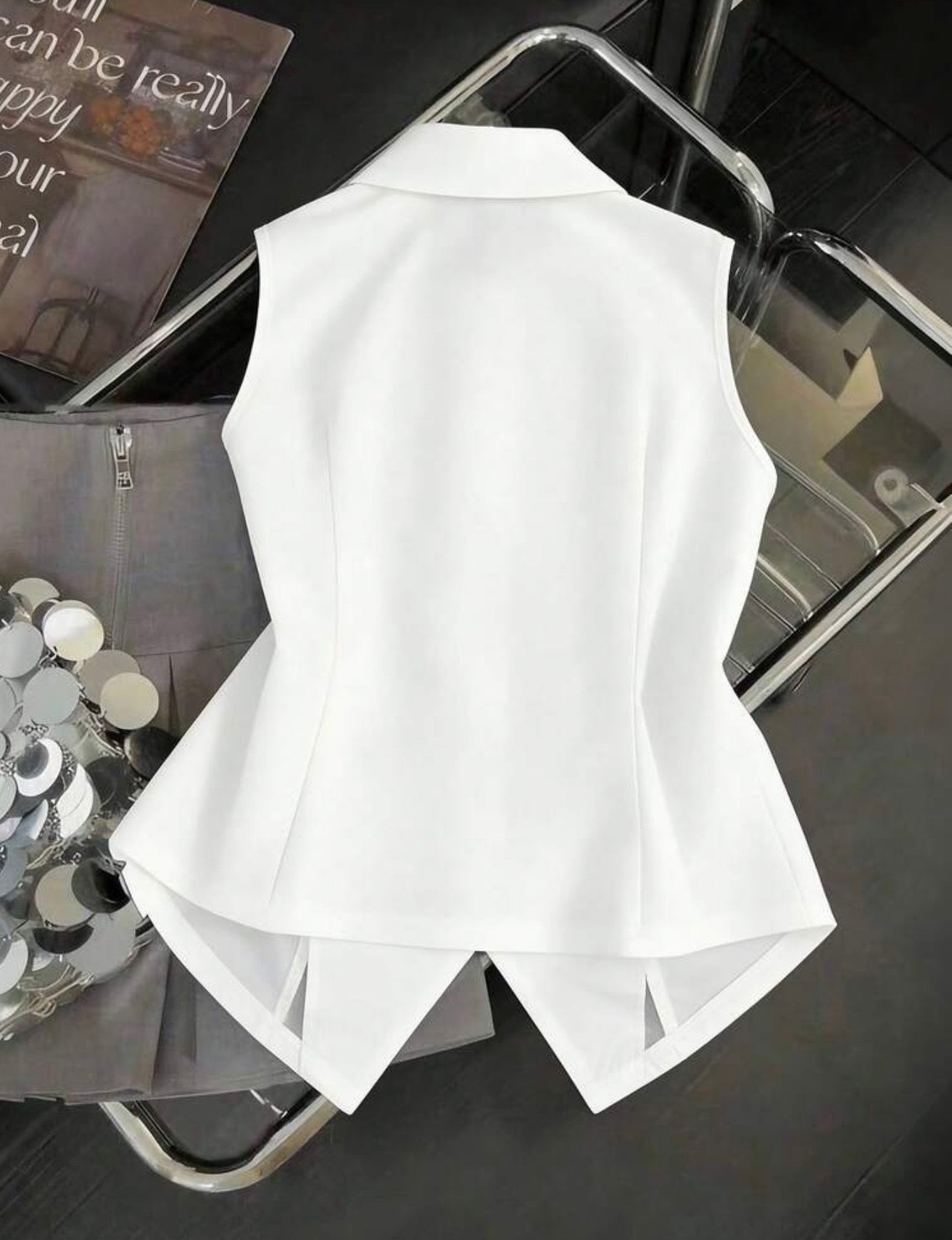 🤍 Blusa Chaleco Elegance White 🤍 Dany luxe