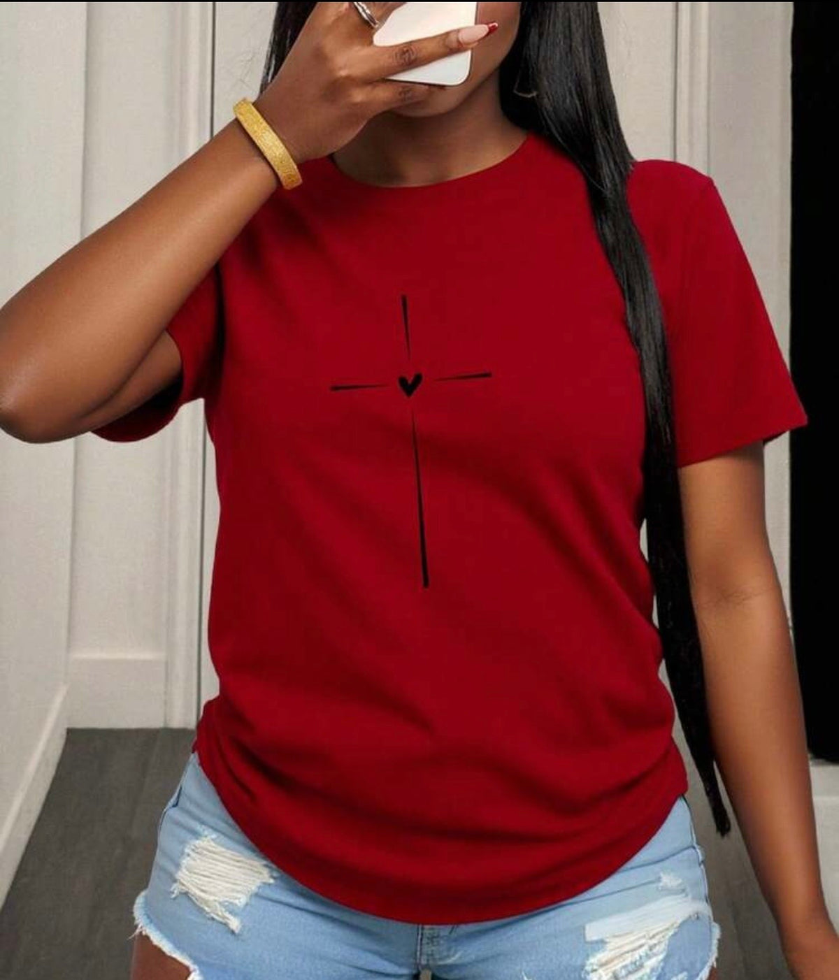 🤍✨ Camiseta Cruz con Corazón – DANY LUXE ✨🤍