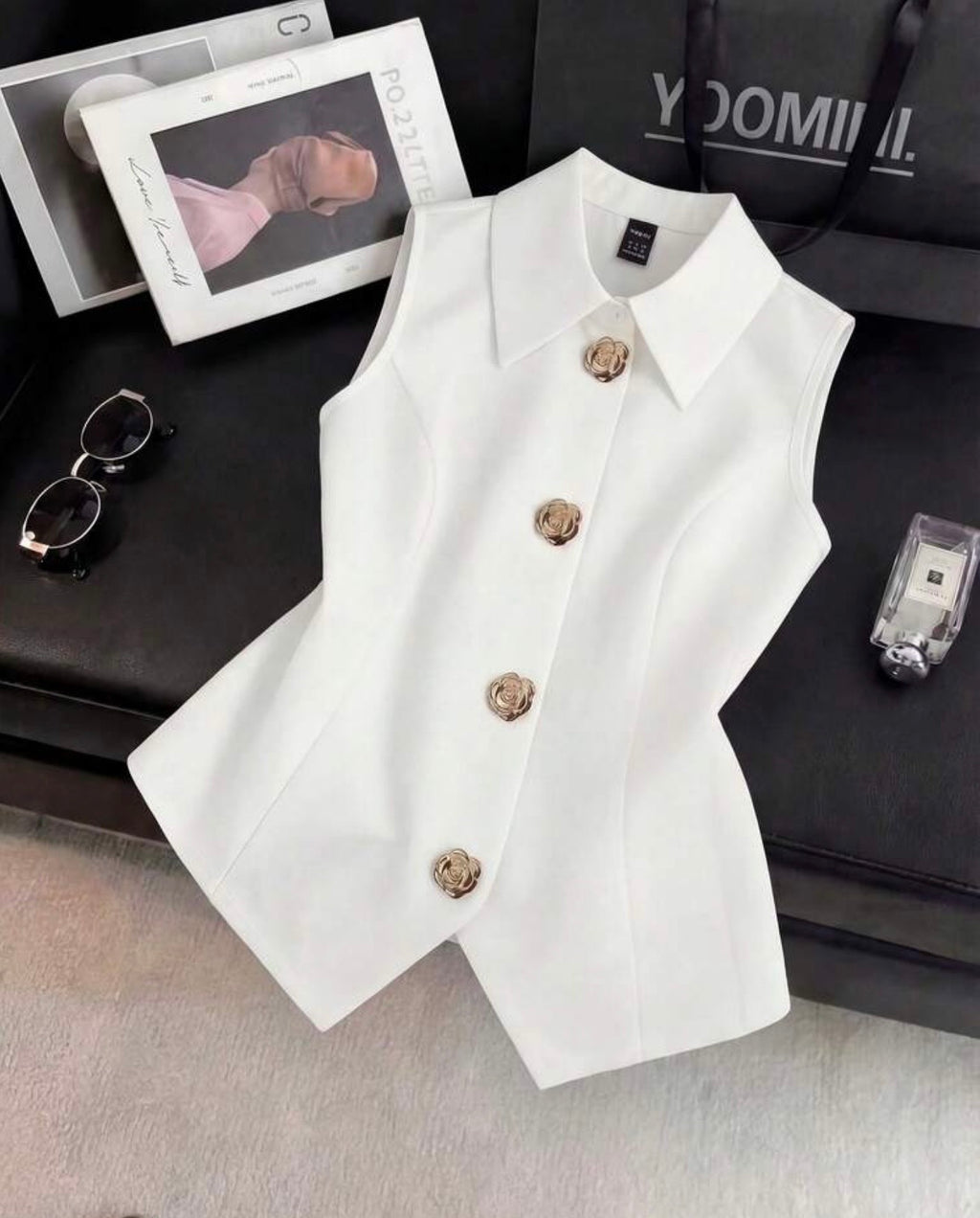 🤍 Blusa Chaleco Elegance White 🤍 Dany luxe