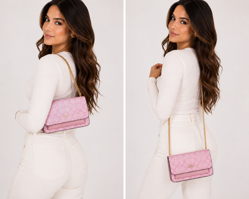 Mini bolso de hombro estilo clásico en color rosa