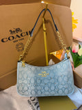 Mini Shoulder Bag – Light Blue Signature Jacquard