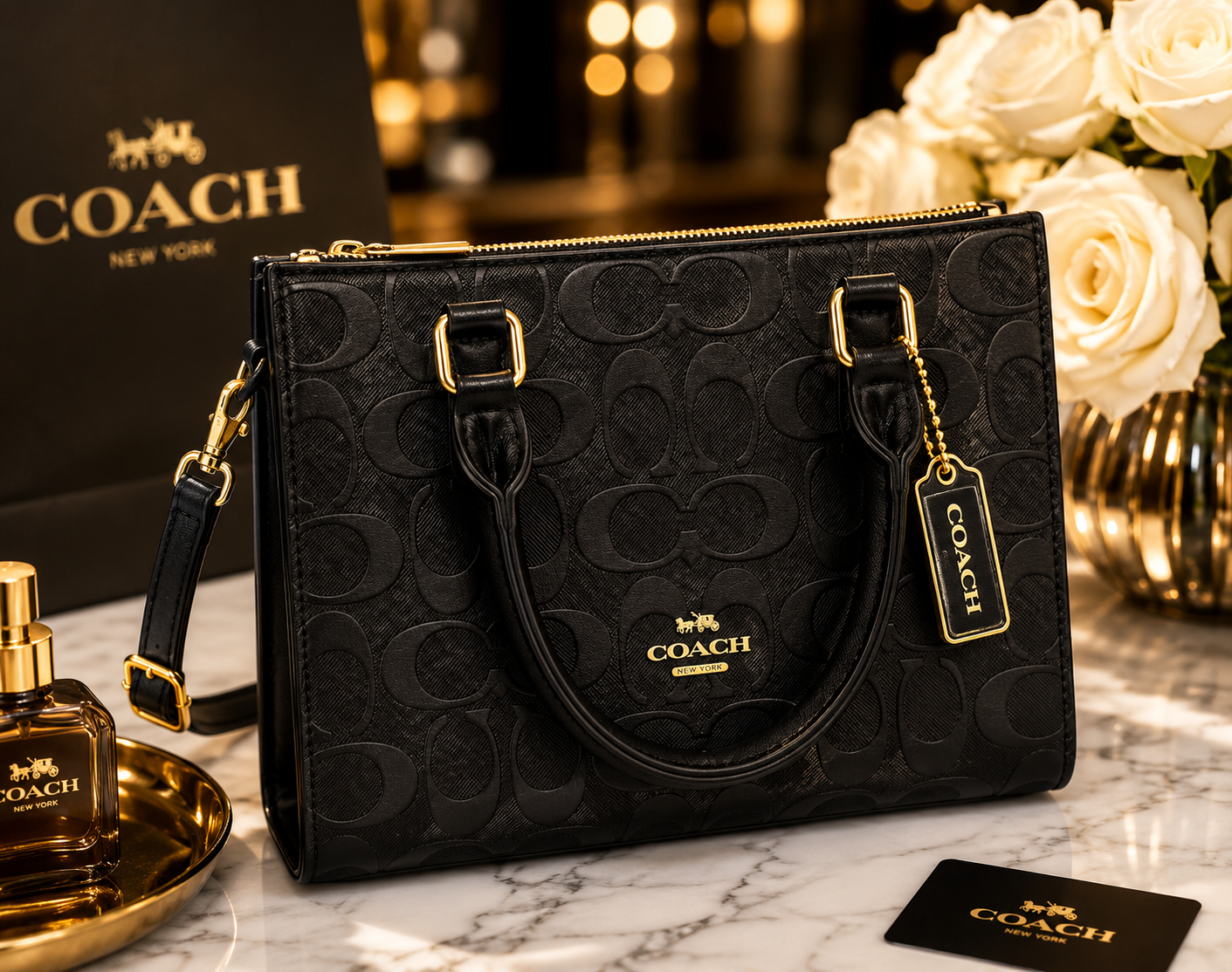 🖤 Coach Signature Tote – Negro 🖤