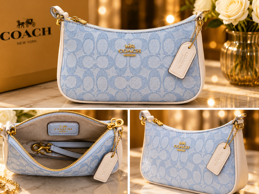 Mini Shoulder Bag – Light Blue Signature Jacquard