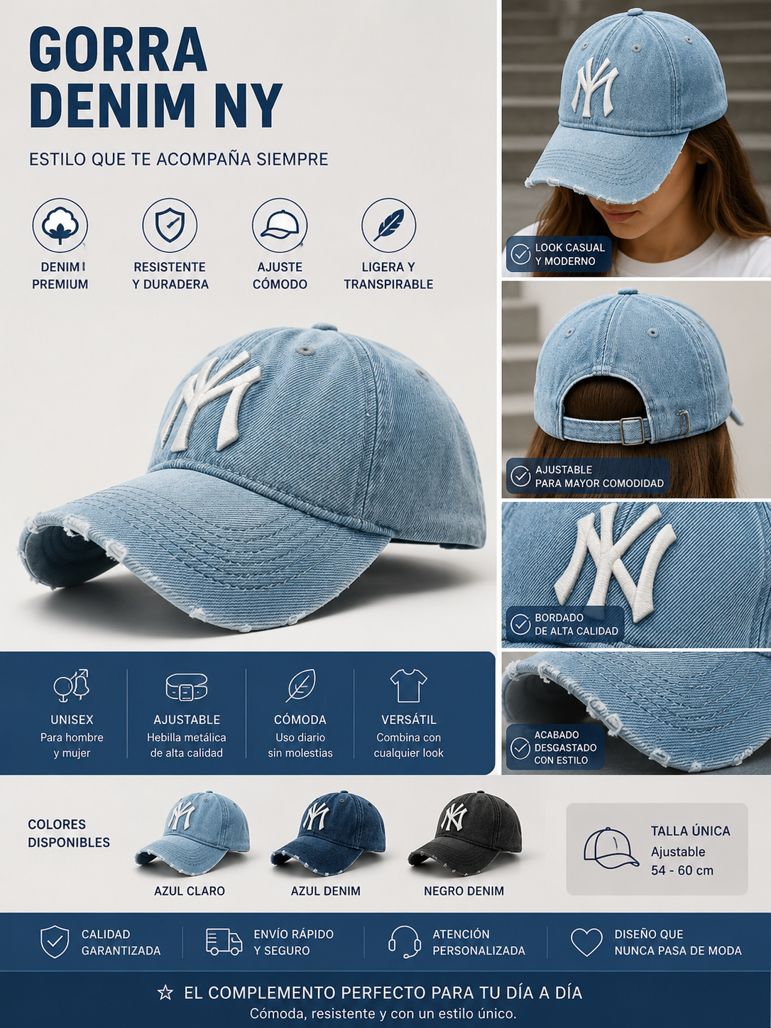 Gorra Denim NY Unisex – Estilo Urbano que Nunca Pasa de Moda
