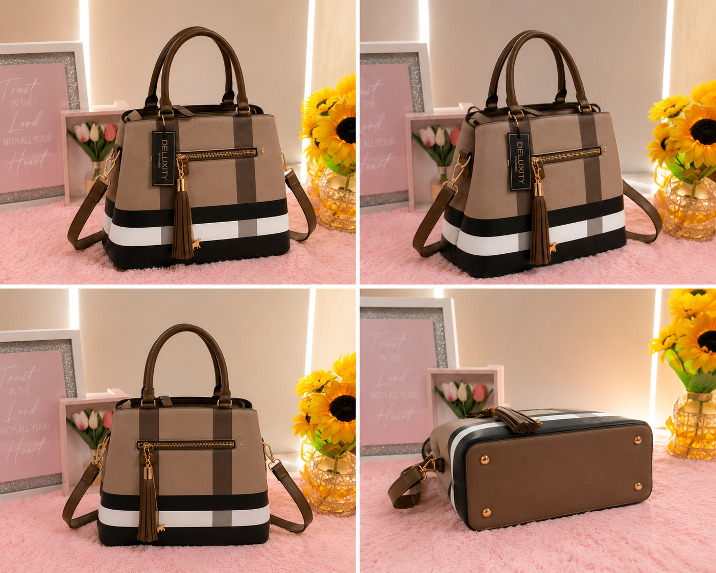 DANY LUXE Elegance Tote Bag – Beige & Brown