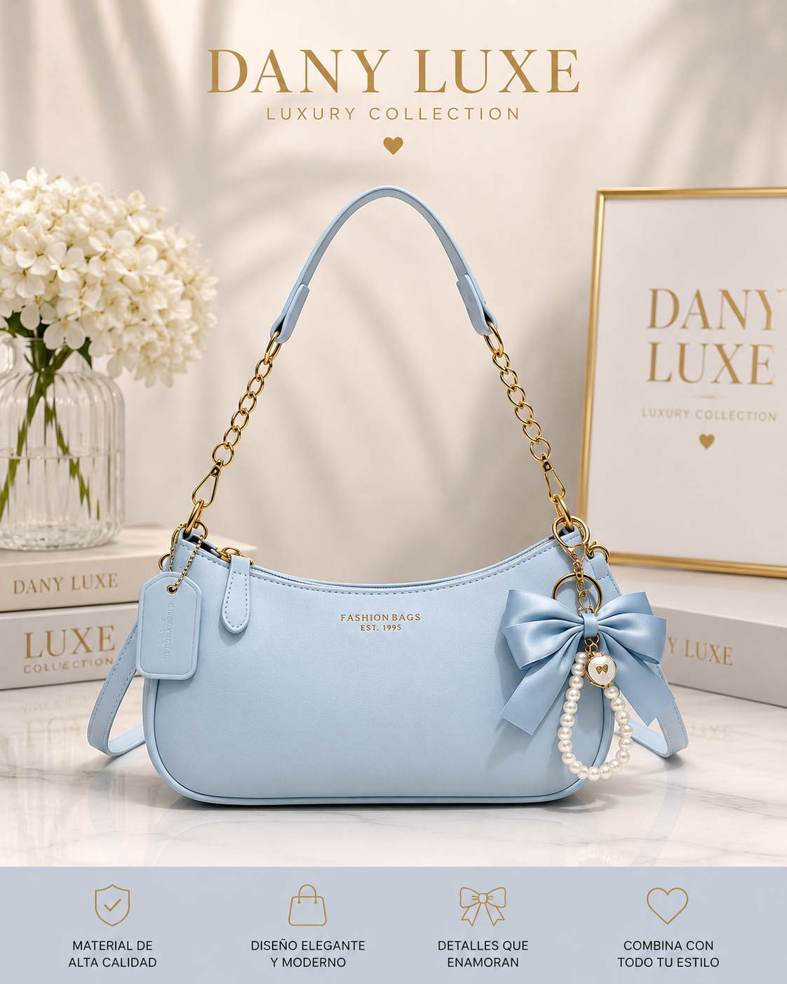 Bolso Celeste Elegance Bow ☺️ Dany luxe ✨