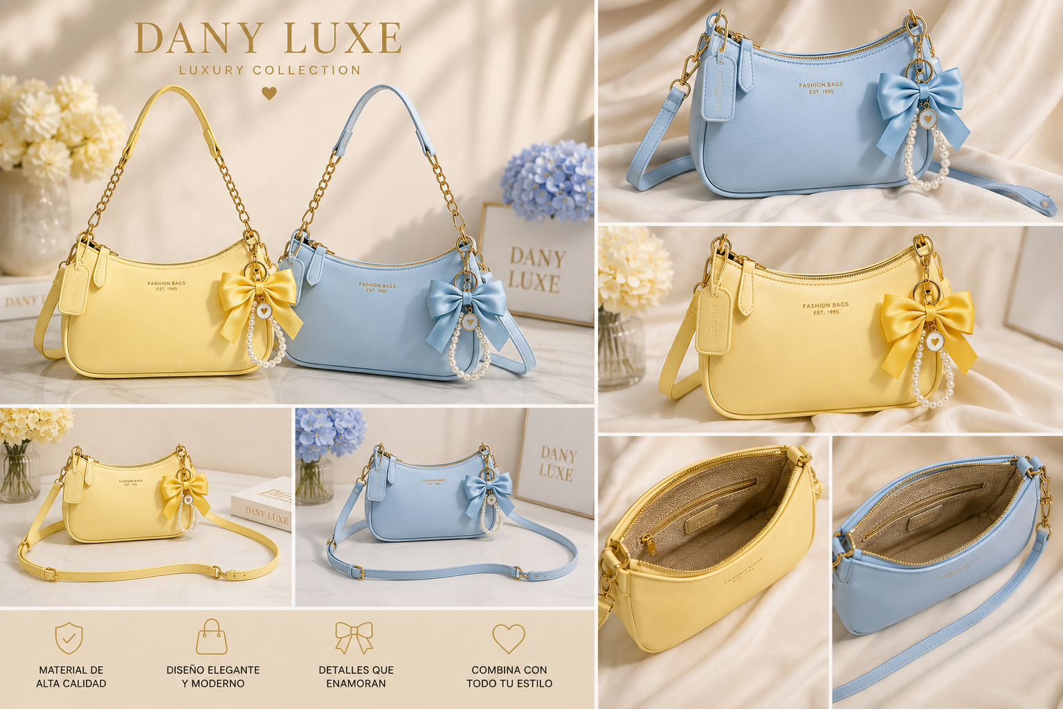 Bolso Celeste Elegance Bow ☺️ Dany luxe ✨