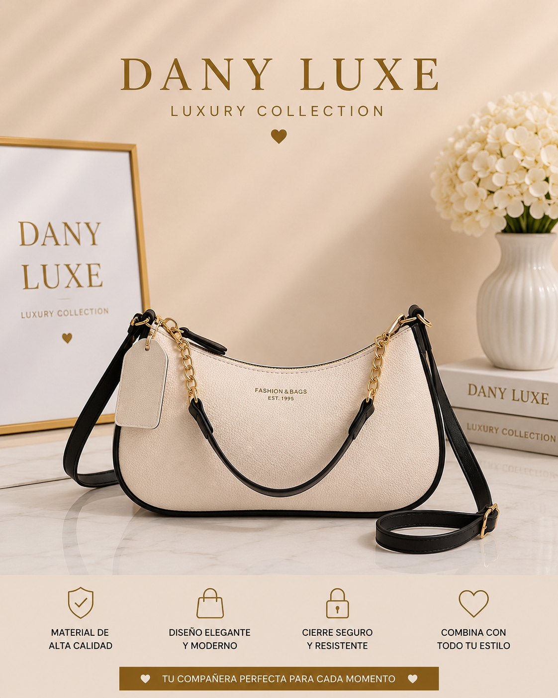 ✨ Bolso Elegancia Bicolor Negro y Blanco Dany Luxe ✨