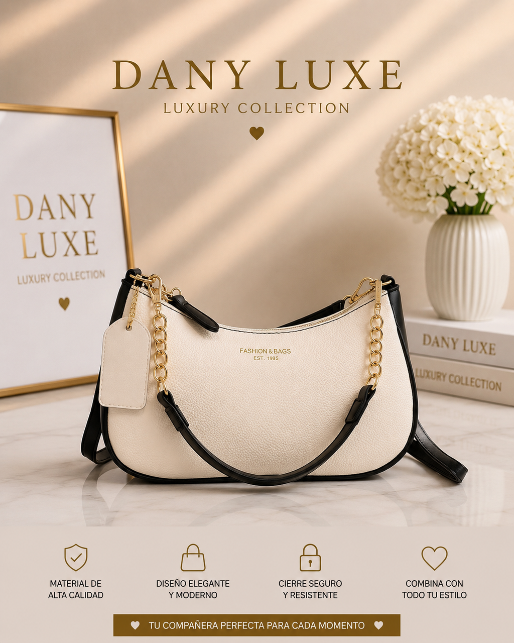 ✨ Bolso Elegancia Bicolor Negro y Blanco Dany Luxe ✨