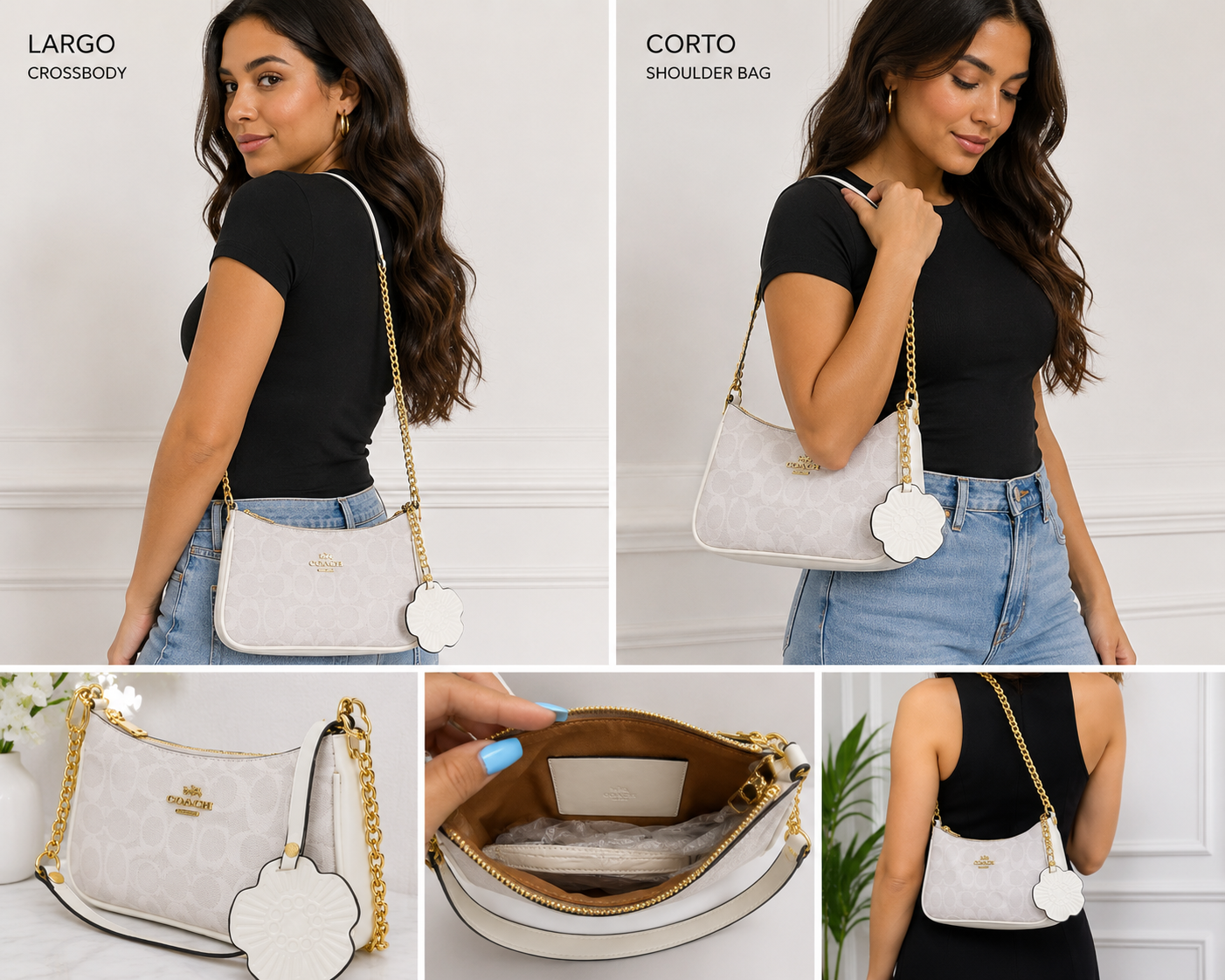 Mini bolso de hombro estilo clásico en color blanco